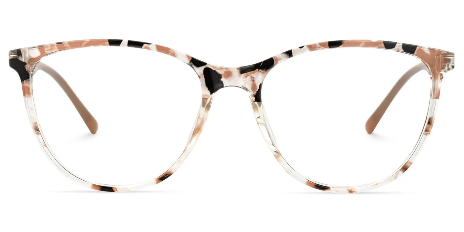 Haskel Blumendruck-Braun Cateye Brille Blumendruck-Braun