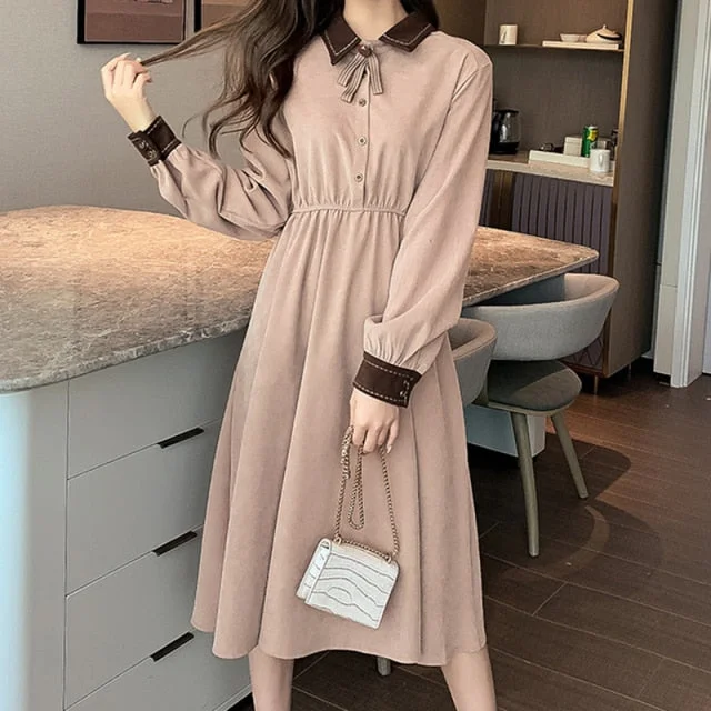 Dark Academia Vintage Elegant Long Sleeve Dress SP17948