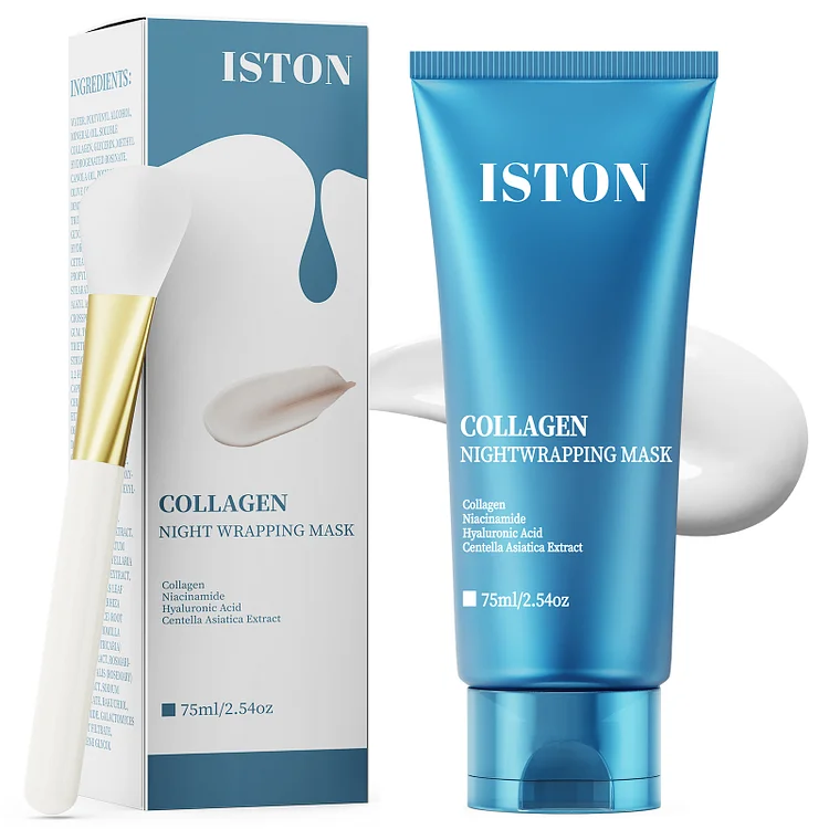 ISTON Collagen Night Wrapping Mask 75ml - Firming & Hydrating Night Mask for Glass Skin Glow All Skin Types with Hyaluronic Acid & Niacinamide