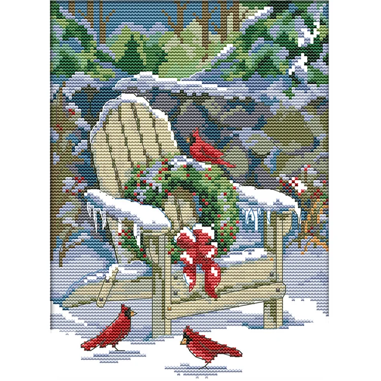 Joy Sunday Christmas Snow View 14CT Stamped Cross Stitch 21*30CM