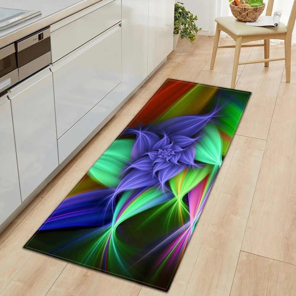 Kitchen Carpet Bedroom Living Room Hallway Floor Rug Home Anti-slip Entrance Doormat 3D Flowers Pattern Decorations Bedside Mat