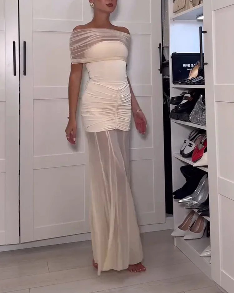 Women's one shoulder slim mesh dress