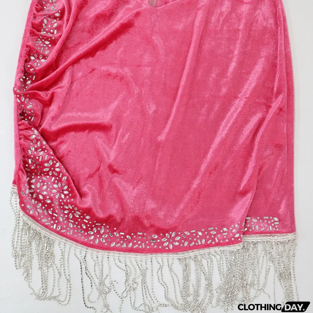 Sexy Velvet Tassel Sling Mini Dress