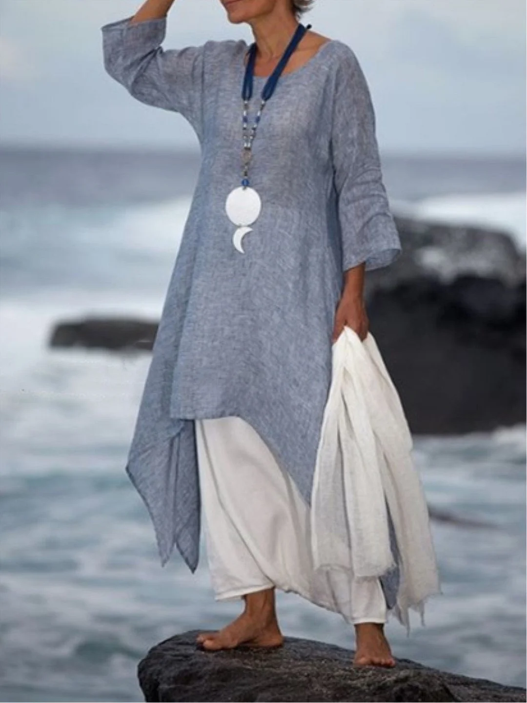 Women's Summer Plain Causal Daytime Asymmetric Dress