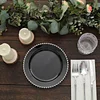 10 Pack | 8" Black / Silver Beaded Rim Plastic Dessert Appetizer Plates, Disposable Round Salad Party Plates