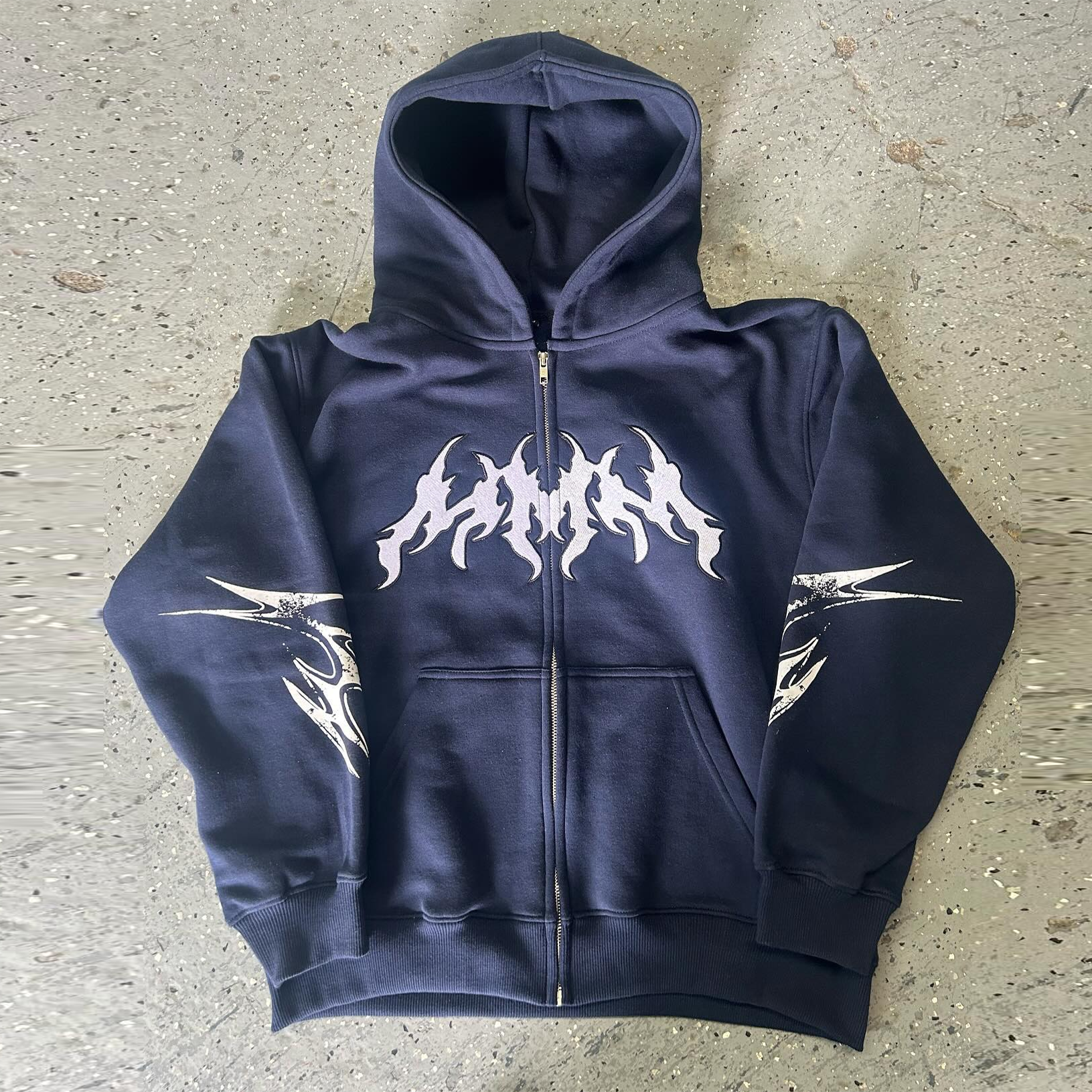 cross print zip-up hoodie