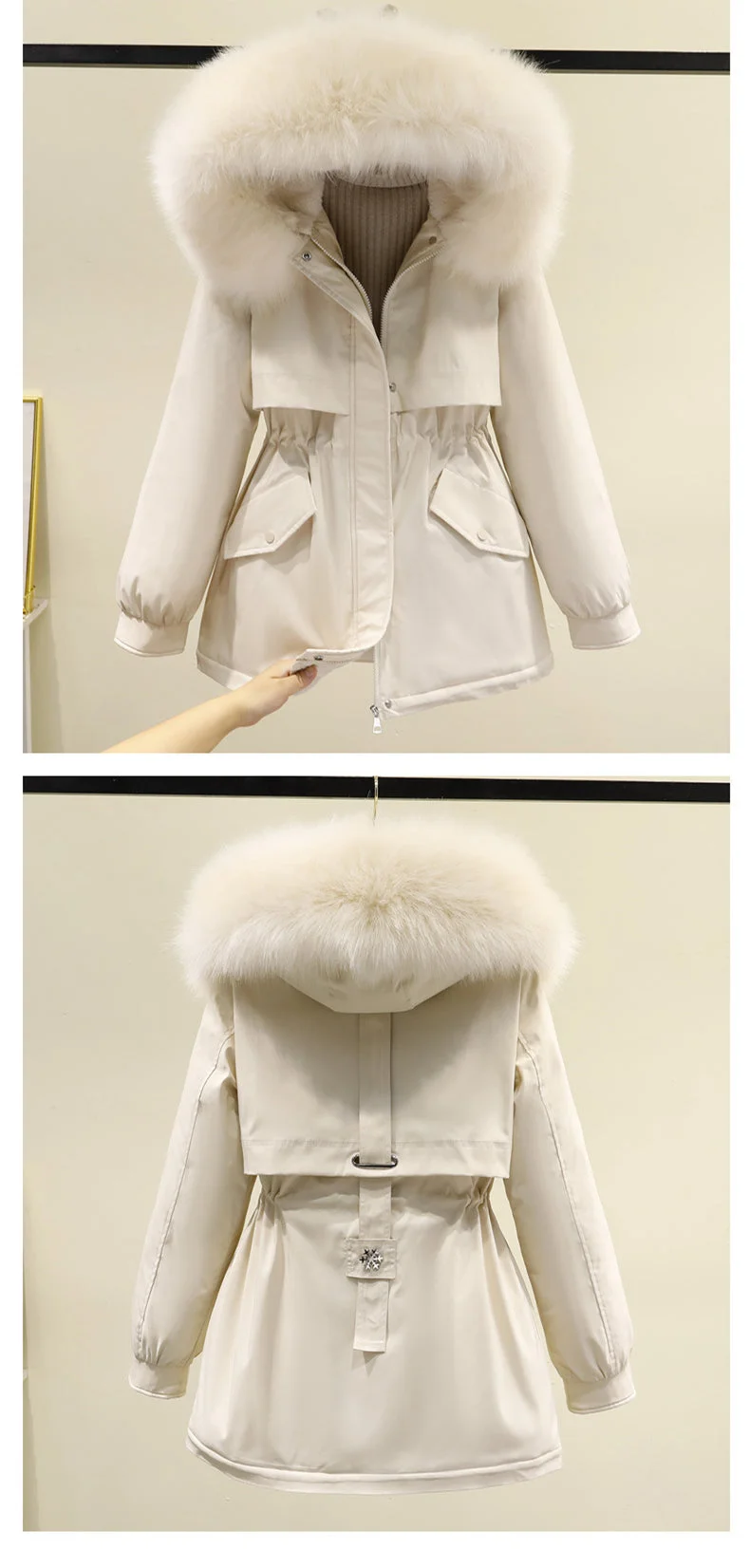 Women Long Sleeve Hooded Solid Color Puffer Coats