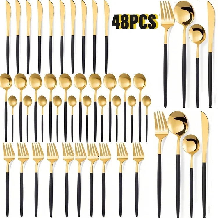 MYVIT Silverware set 48 pieces stainless steel cutlery, kitchen accessories cutlery set