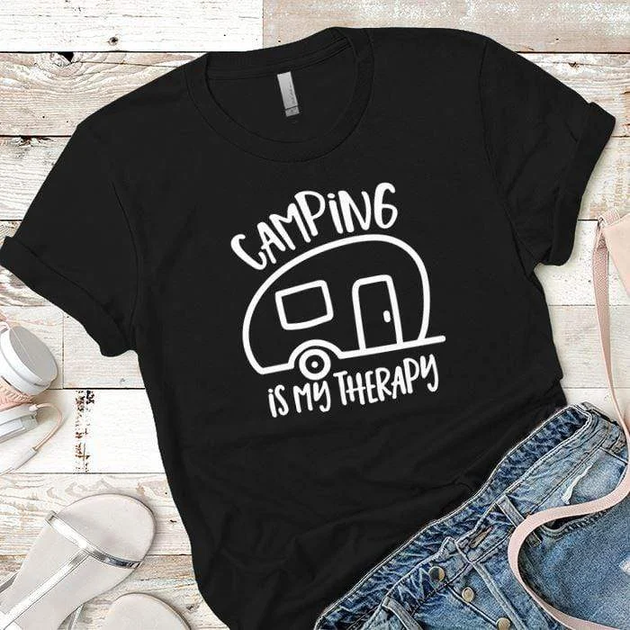 Round Neck Camping Is My Therapy Mom T-Shirt|S43