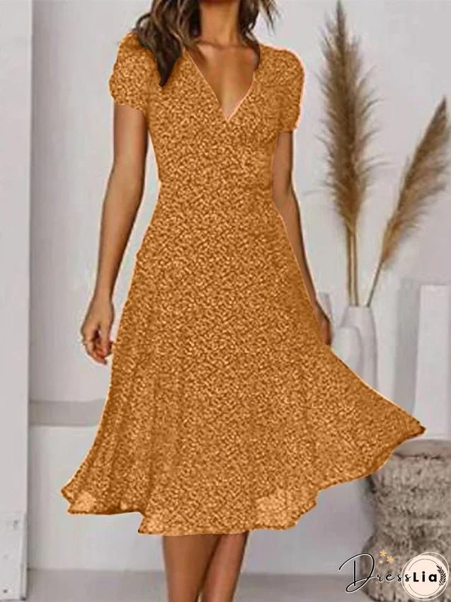 Casual Dress Swing Dress Floral Dress Midi Dress Black Wine Red Short Sleeve Ditsy Floral Print Summer Spring V Neck Fashion Vacation Loose Fit S M L XL XXL 3XL for Women