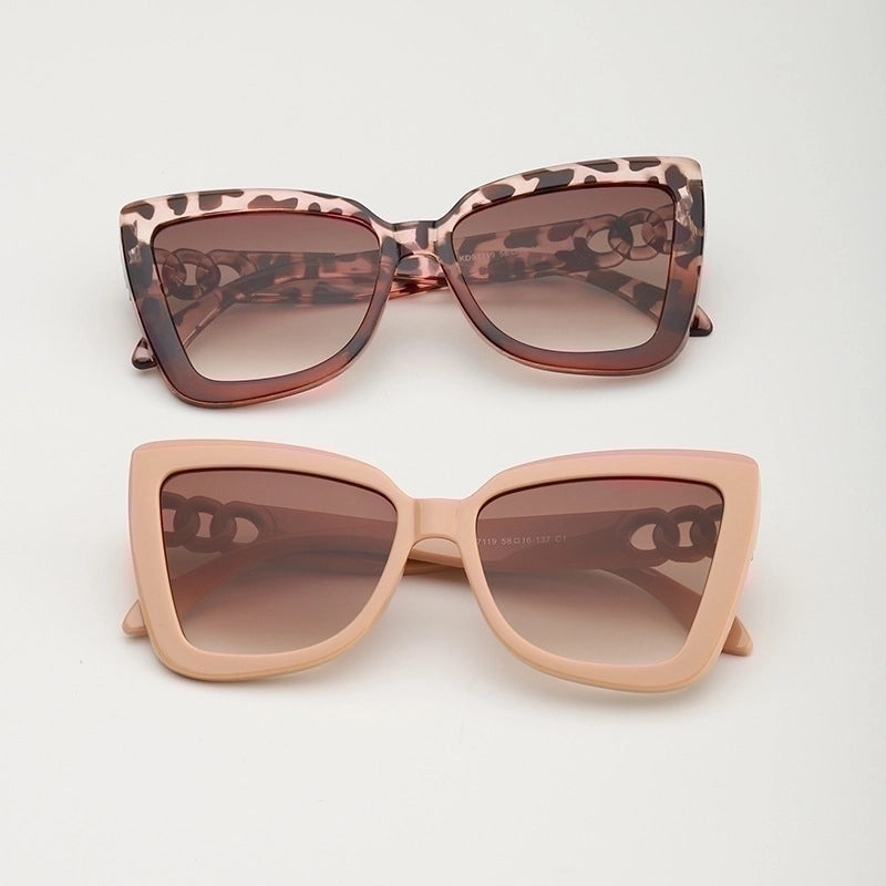 Elegant Basic Gradient Color Leopard Ac Cat Eye Full Frame Women’s Sunglasses