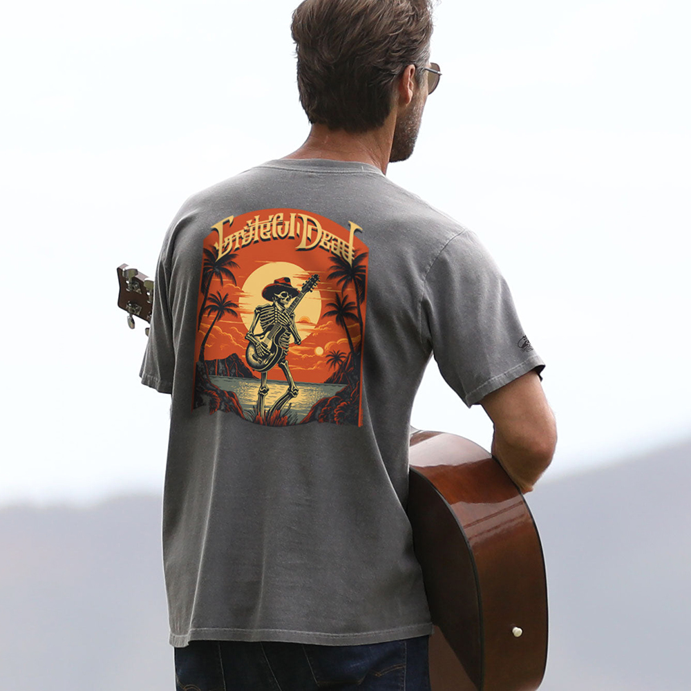  Skeleton Guitarist Graphic T-Shirt for Music Lovers