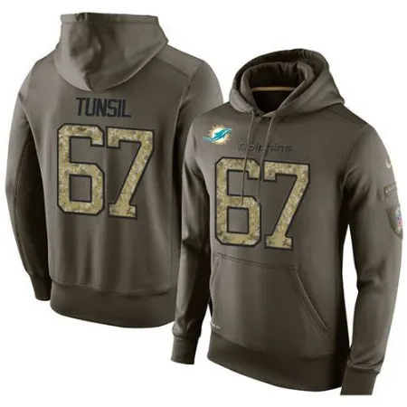 NFL Men's  Miami Dolphins #67 Laremy Tunsil Stitched Green Olive Salute To Service KO Performance Hoodie