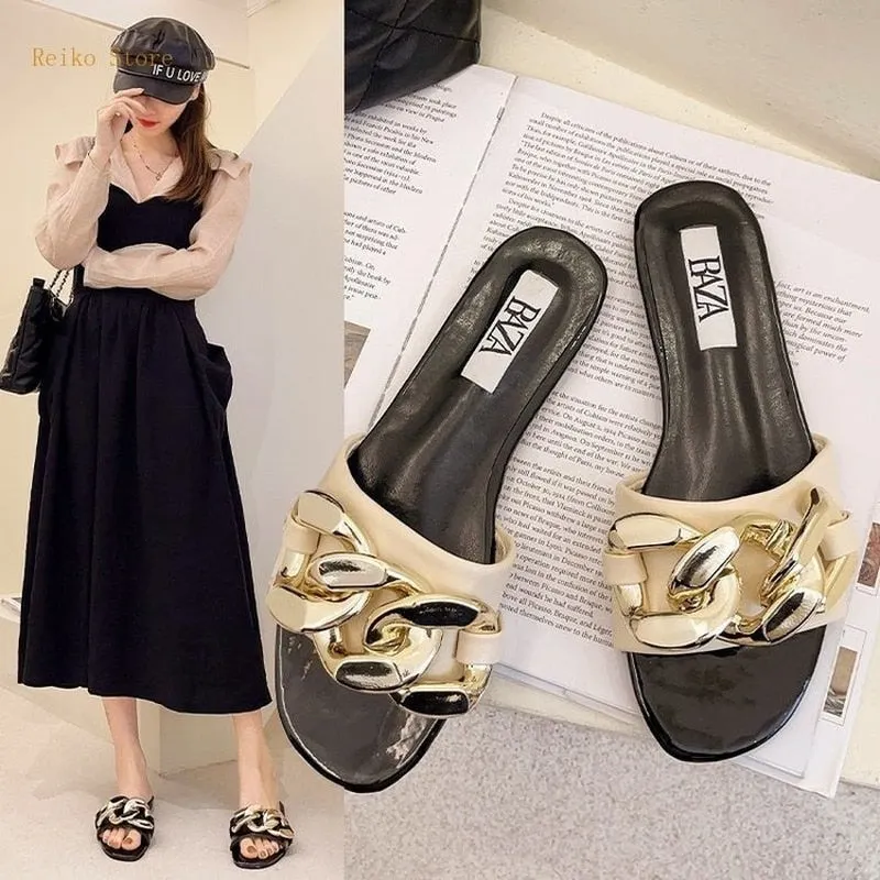 2021 summer Pu Rubber Slippers Sequin Fashion Low Heel Flat Slippers Cheap and Fine sandals for women 2021 za shoes 2021