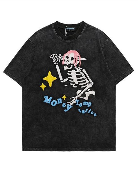 Trendy Street Skull Print T-shirt