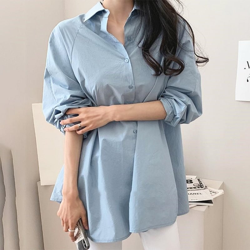 ZANZEA Women Autumn Blouse 2022 Fashion Lapel Long Sleeve White Shirts Asymmetrical Tops Casual Solid Buttons Blusas