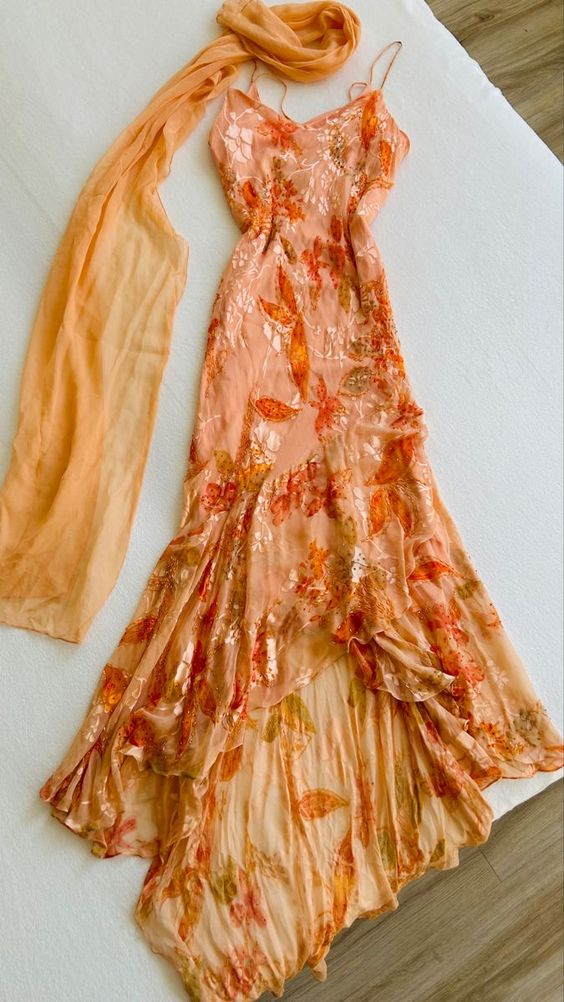 Spaetti Straps Orange A-line Dress Prom Dress