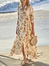 Floral Printed Split-Front Long Sleeves Maxi Dresses