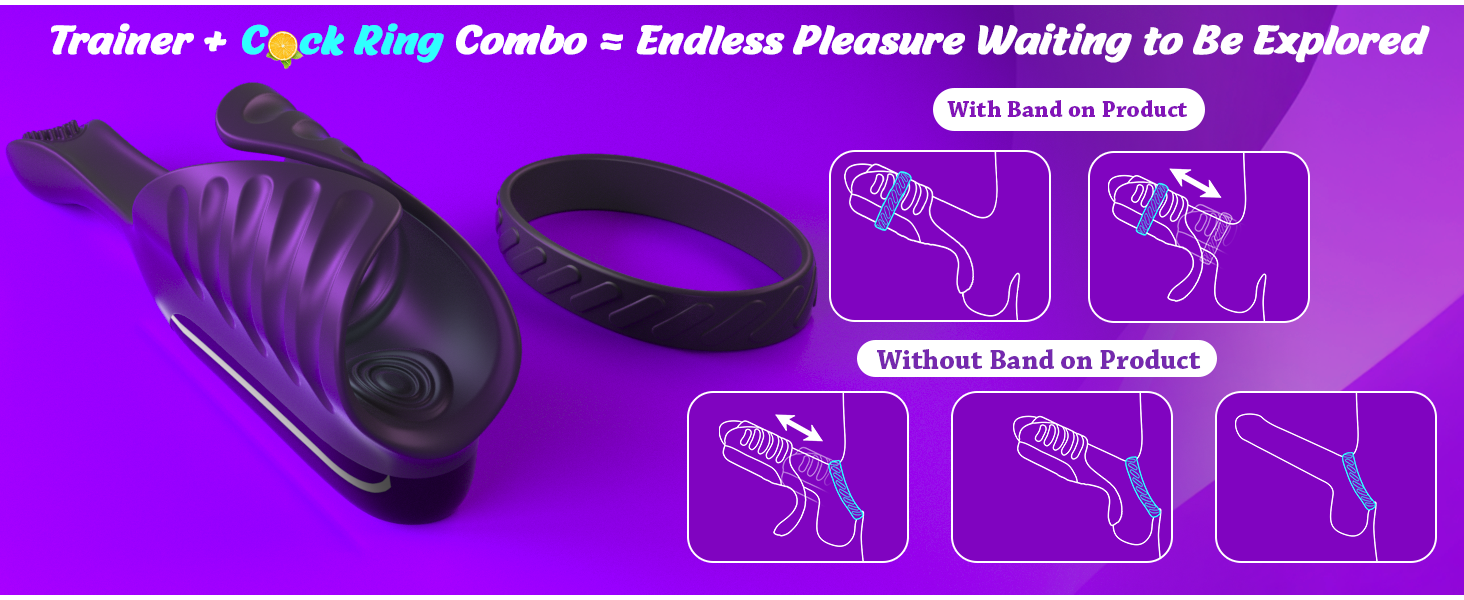 Adjustable Ring Toys Hands Free Male Masurbator  Vibrator Automatic Stroker Adult Toys for Men