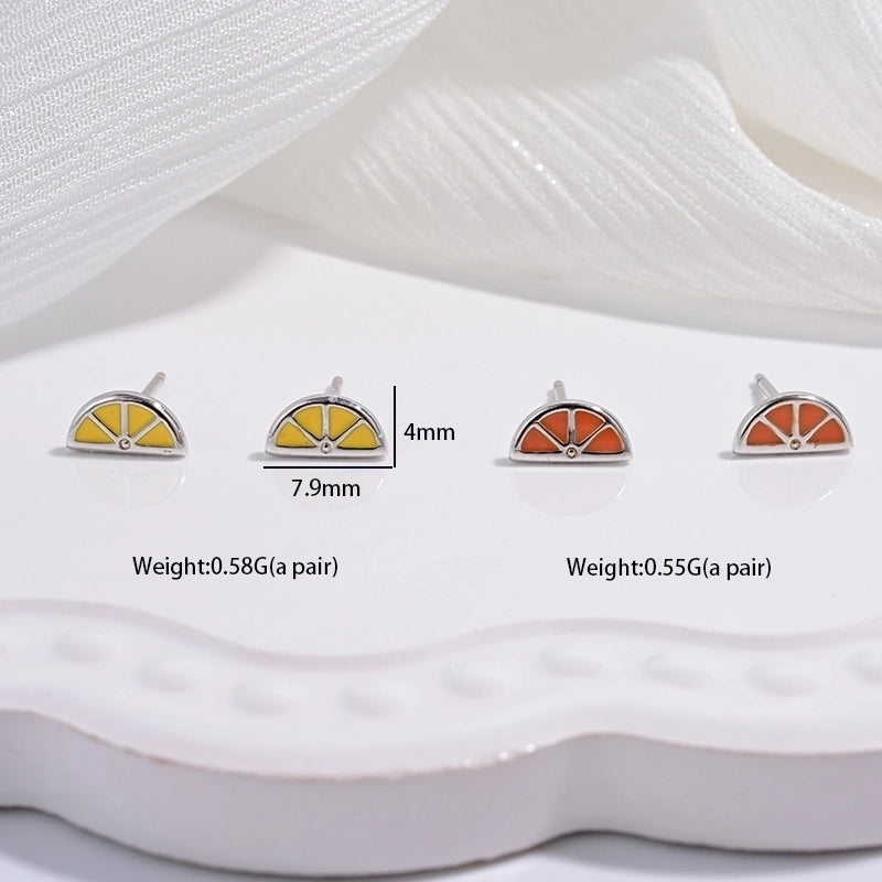 1 Pair 22K Gold Plated Rhodium Plated 925 Sterling Silver 925 Sterling Silver Earrings Peach Carrot Apple Ear Studs