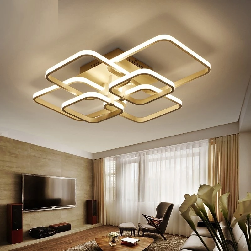 Square Circel Rings Ceiling Lights For Living Room Bedroom Home Modern Led Ceiling Lamp Fixtures lustre plafonnier dropshipping
