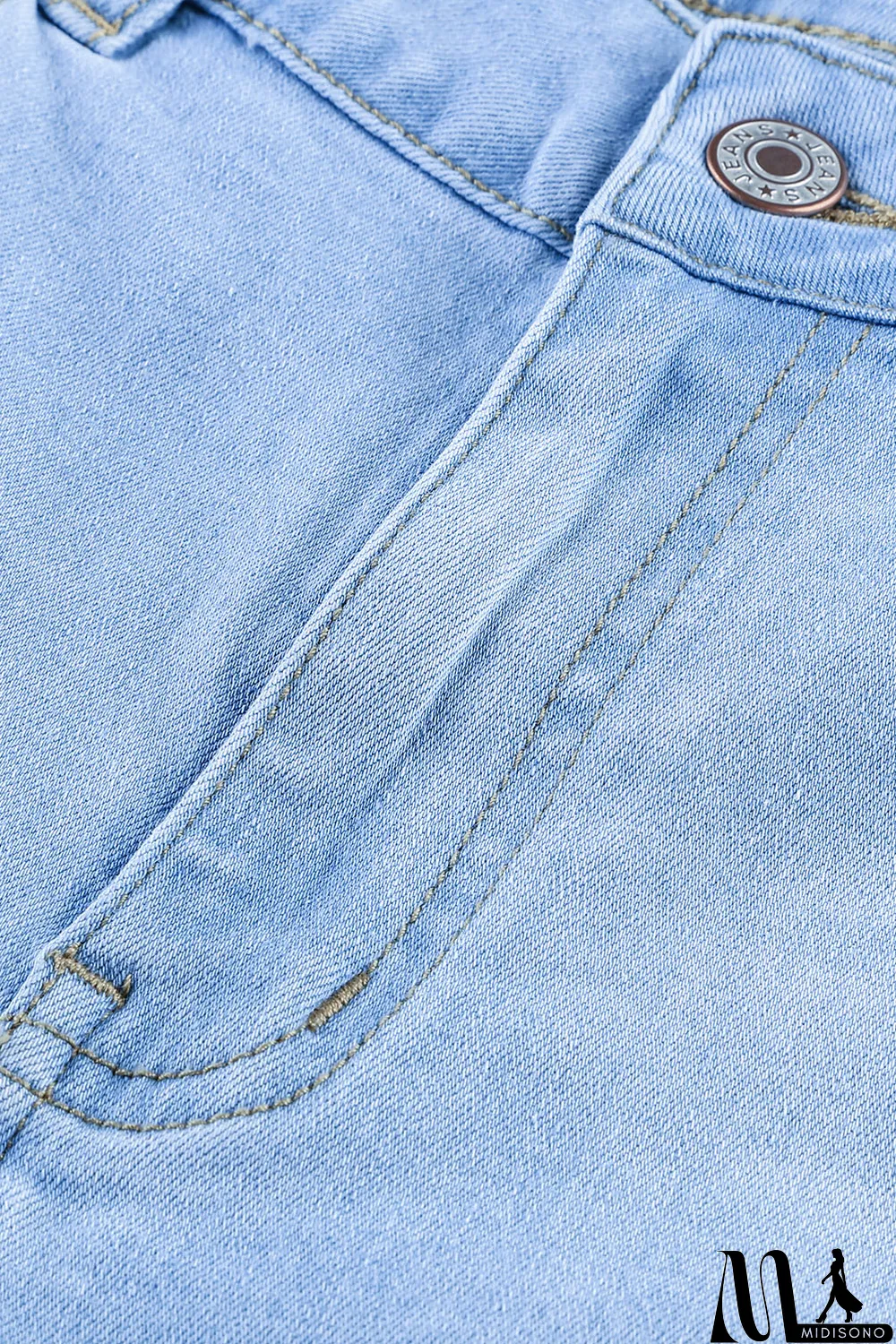 MidiSono - Blank Apparel - Light Blue Washed Ripped Jeans