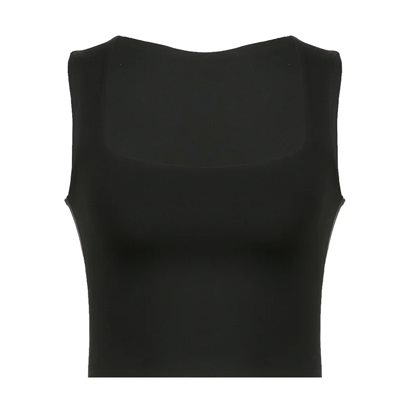 Ueong Chinese New Year Women's Wear Street Spicy Style Fashion Square Collar Basic Slim Sleeveless Vest Woman