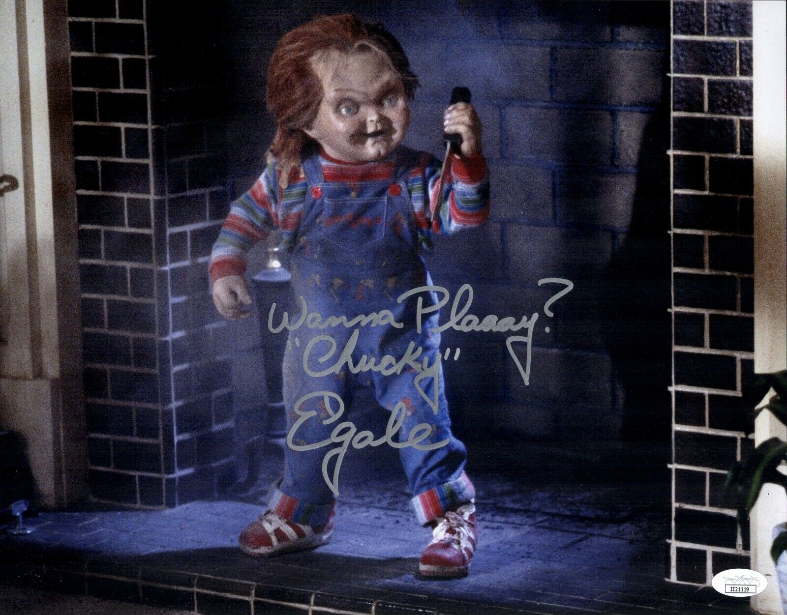 ED GALE Chucky Signed 11x14 Photo Poster painting Child's Play In Person Autograph JSA COA Cert