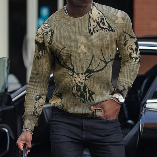 Long Sleeve  Men's Fashion Polo Shirt Casual Retro
