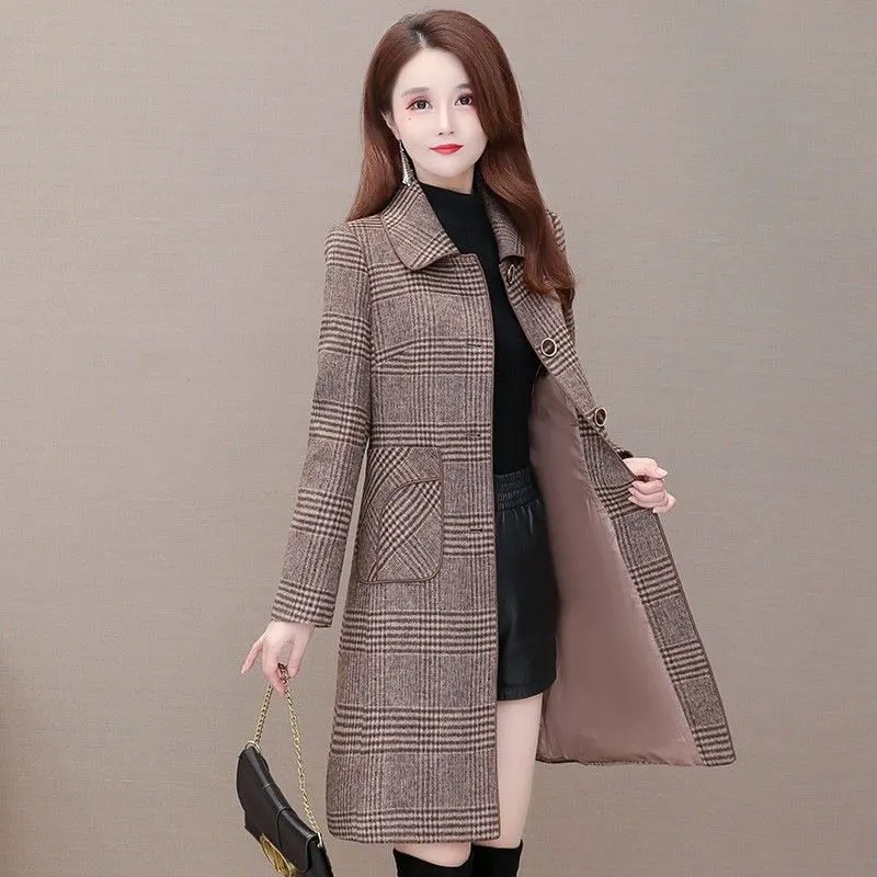 Suofun Casual Woollen Coat Women's Middle Long Style New 2021 Winter Small Temperament Fashion Reducing Warm Woolen Coats