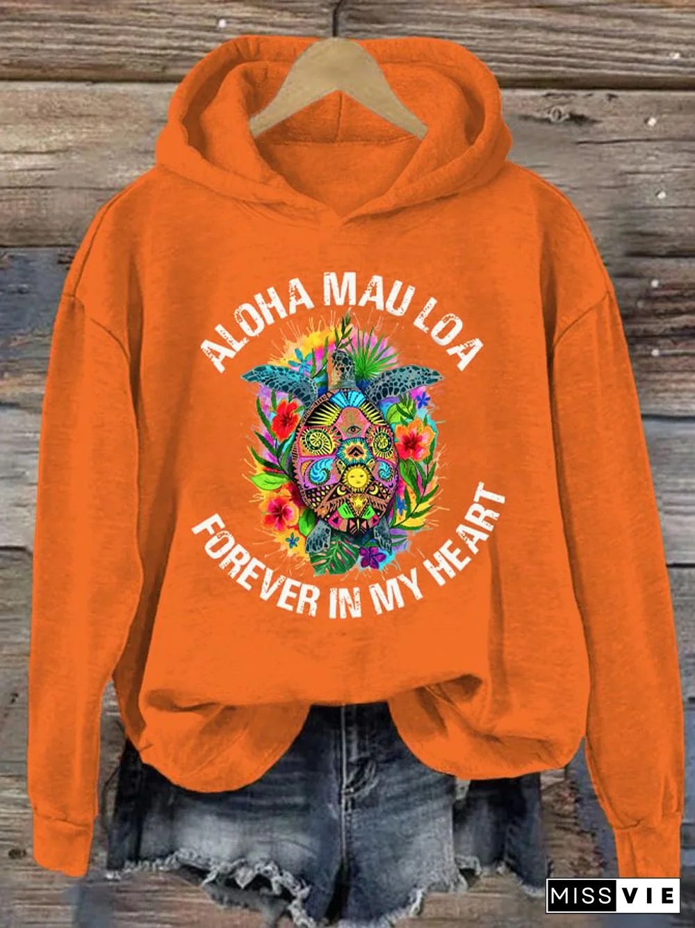 Women's Aloha Mau Loa Lahaina Forever In My Heart Print Hoodie