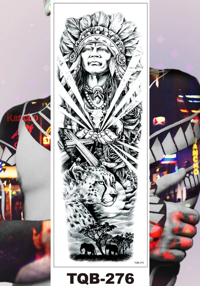 Full Flower Arm Temporary Tattoo Sticker Men Women Adult Girl Body Art Fake Tatoo Characters Love Confession Totem Lily Hotwife