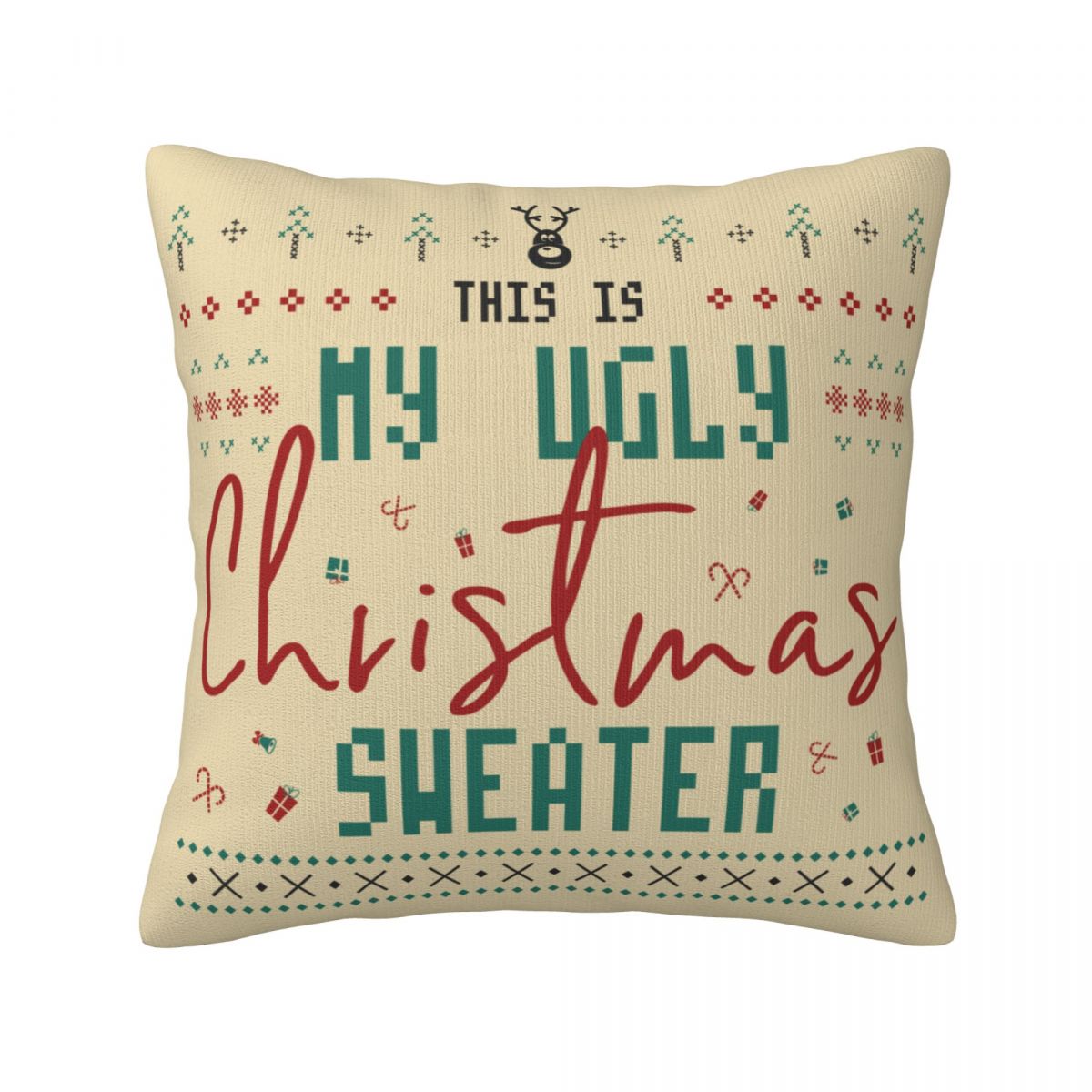 Ugly Christmas Sweater Pillow Covers 18x18 Inch