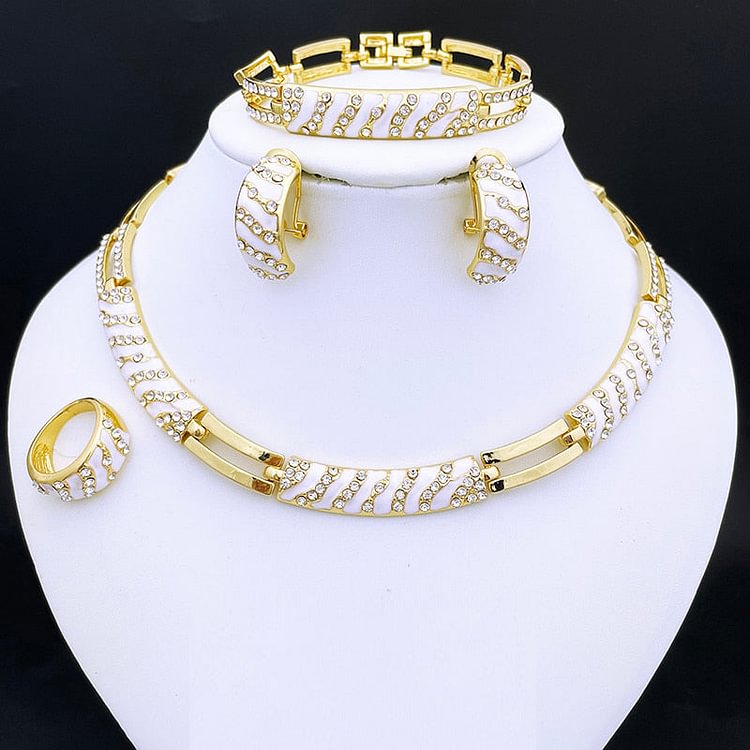 Italian Gold Plated Jewelry Set For Women Fashion Necklace And Earrings ensembles