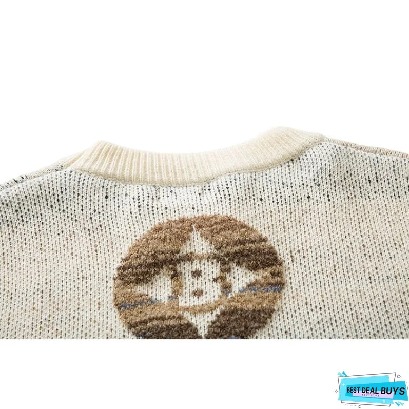 Color-block Dragon Pattern Jacquard Pullover