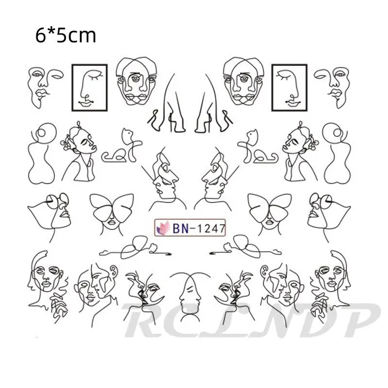 Water sticker for nail art decoration slider skull witch with rose flower watercolor ink design decal lacquer accessoires