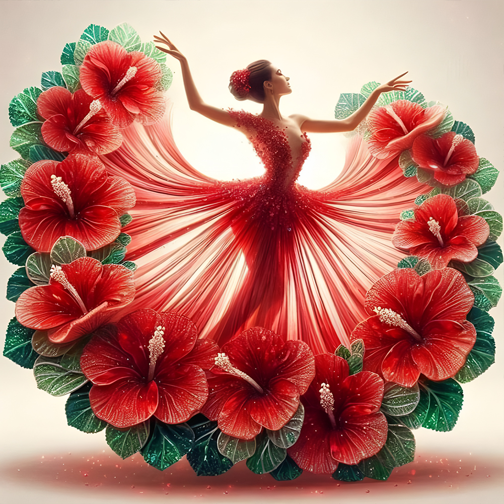 Girl With Beautiful Skirt 40*40cm(canvas) full round drill diamond painting