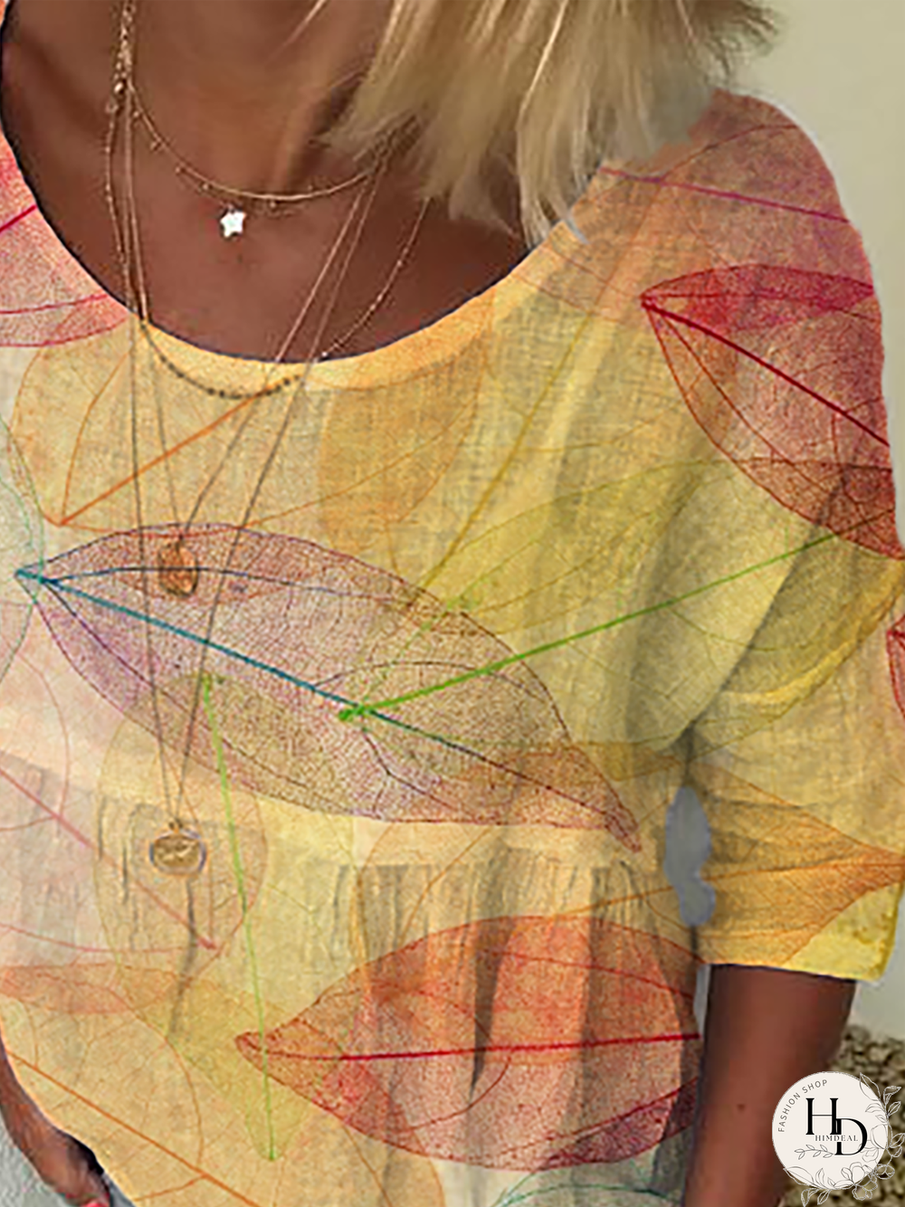 Plus size Vintage Leaves Printed T-shirt