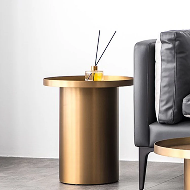 Homemys Modern Gold End Table Living Room Geometric Design