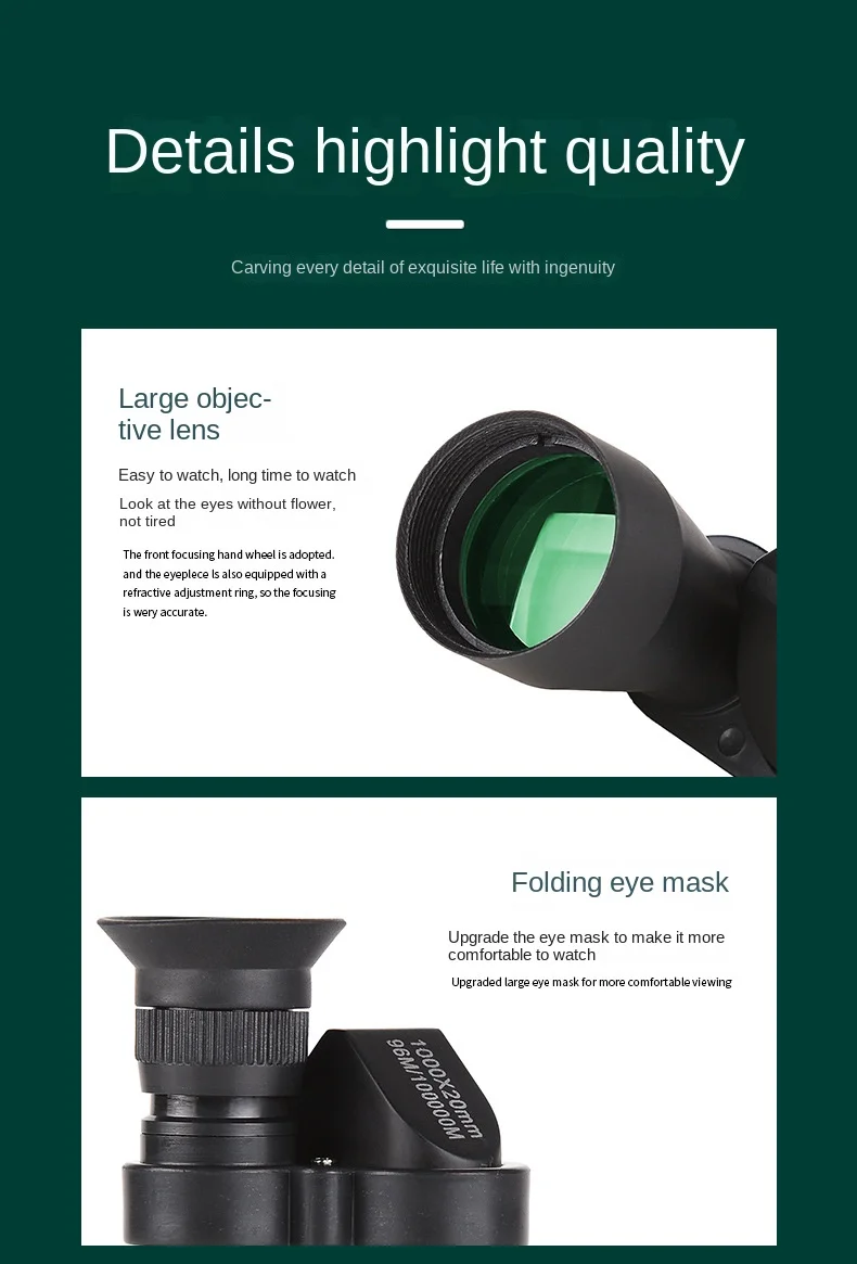 Likron Watches Likron Portable High-Definition Monocular Telescope - All-Optical Lens with High Magnification Zoom for Hun...