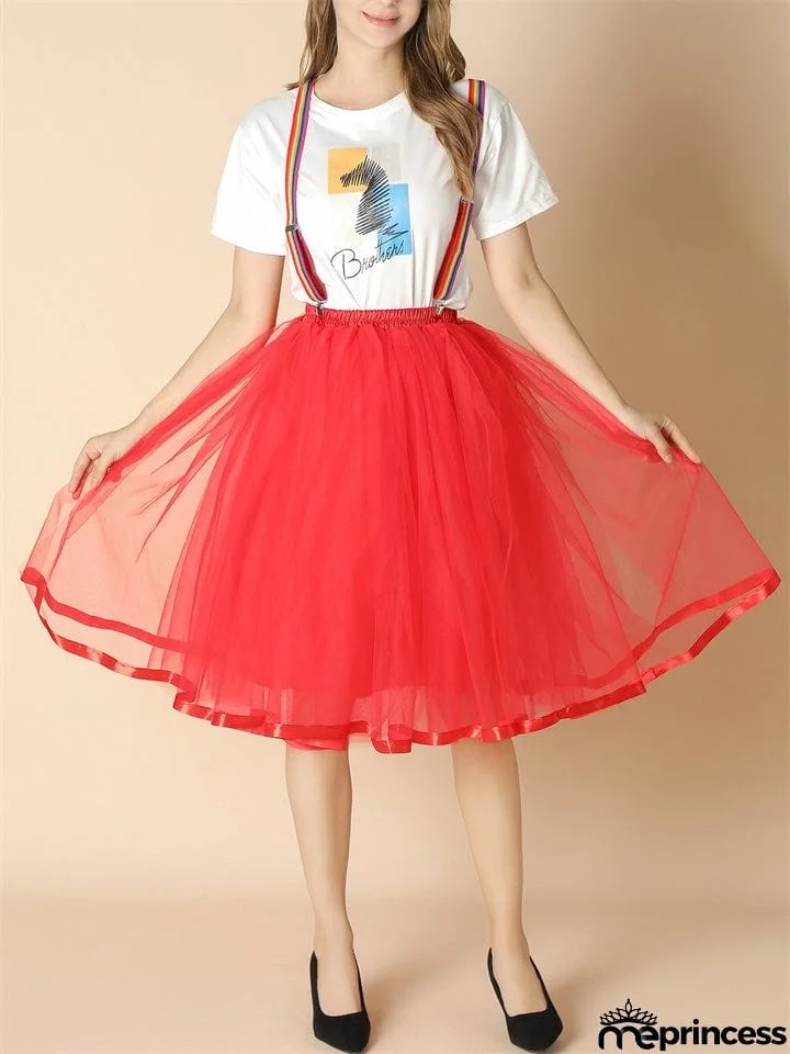 Fashion Christmas Thin Multi-layer Rainbow Puffy Skirt