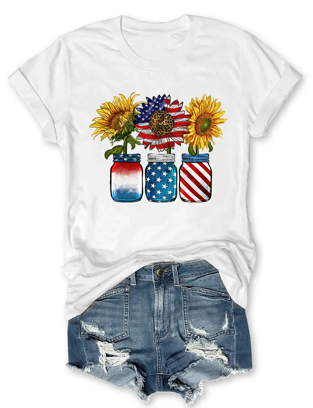 Patritotic Sunflower 4th Of July T-shirt