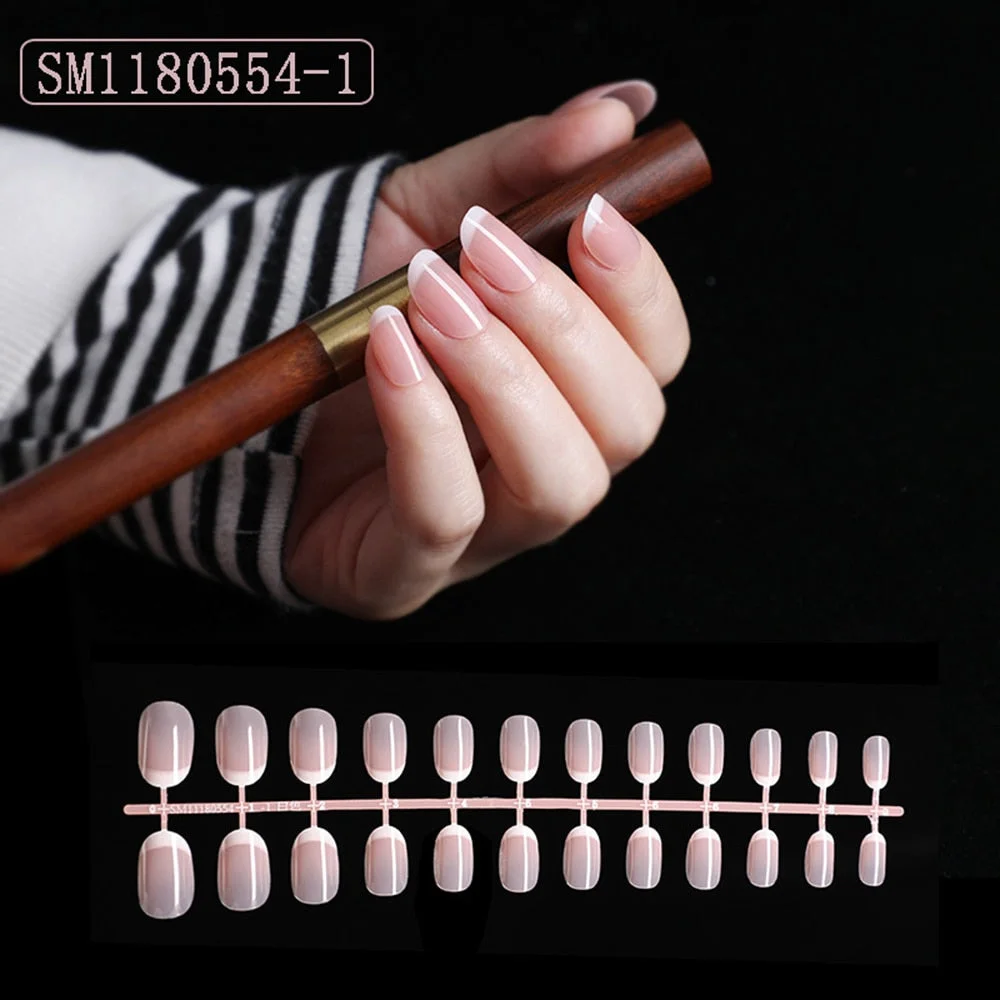 1set/24pcs French Fake Nails Matte /UV False Nail Detachable tips Nail Extension Manicure Art Press On Fake False Nails Beauty-Nail Inspo