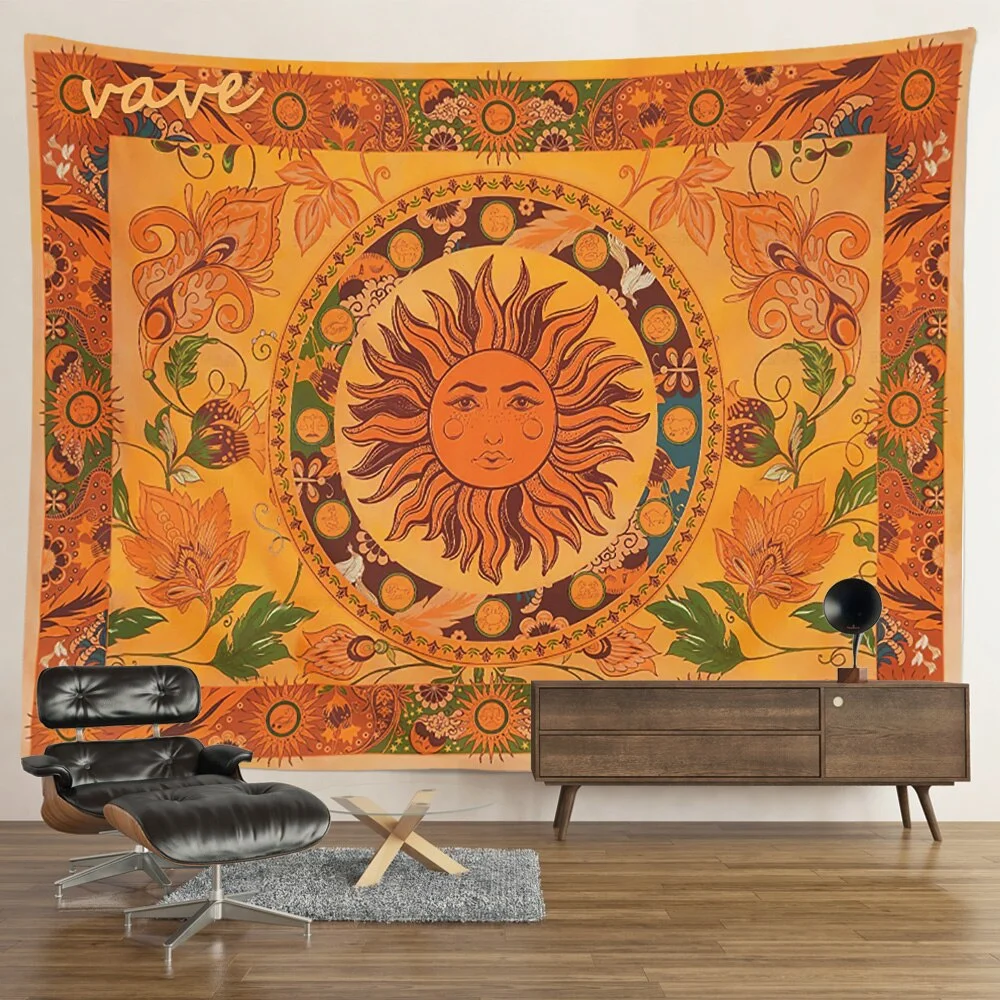 Nigikala Sun Moon Mandala Tapestry Wall Hanging Boho Hippie Witchcraft Astrology Cloth Fabric Tapestry Aesthetic Room Bedroom Decor
