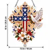 DIY Diamond Painting Acrylic Hanging Ornament, Pearl & Special Shaped Drill Art, Double-Sided Printed Patriotic Home Decor(Patriotic Cross)
