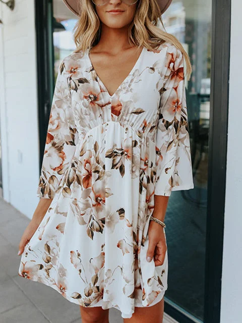 V-neck Floral Dress