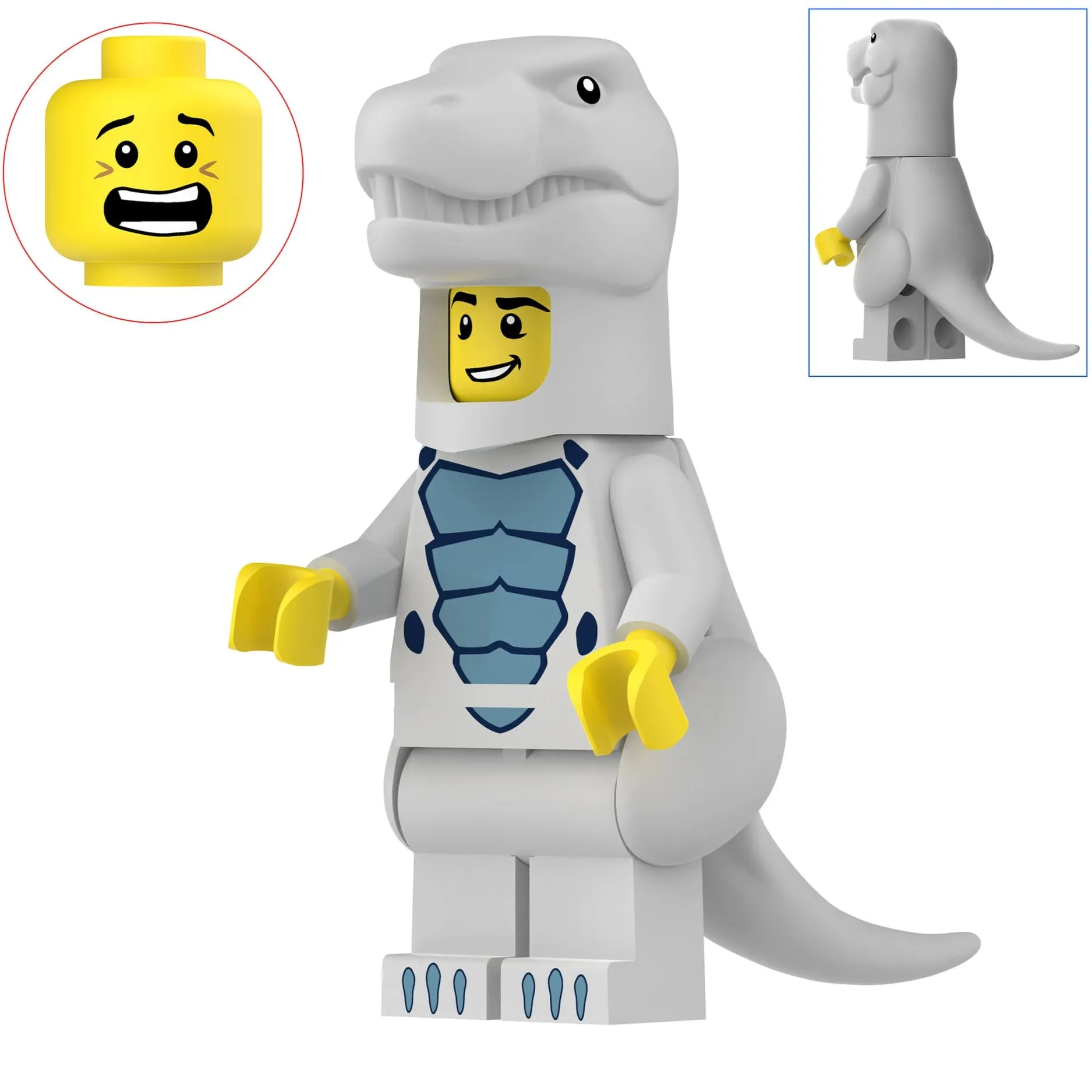 Light Blue Tyrannosaurus Costumed Fan Custom Minifigure Minifigure Bricks monstertoys