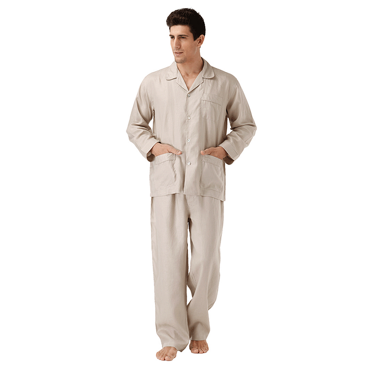 100% Flax Linen Pajama Set For Men-ChouChouHome