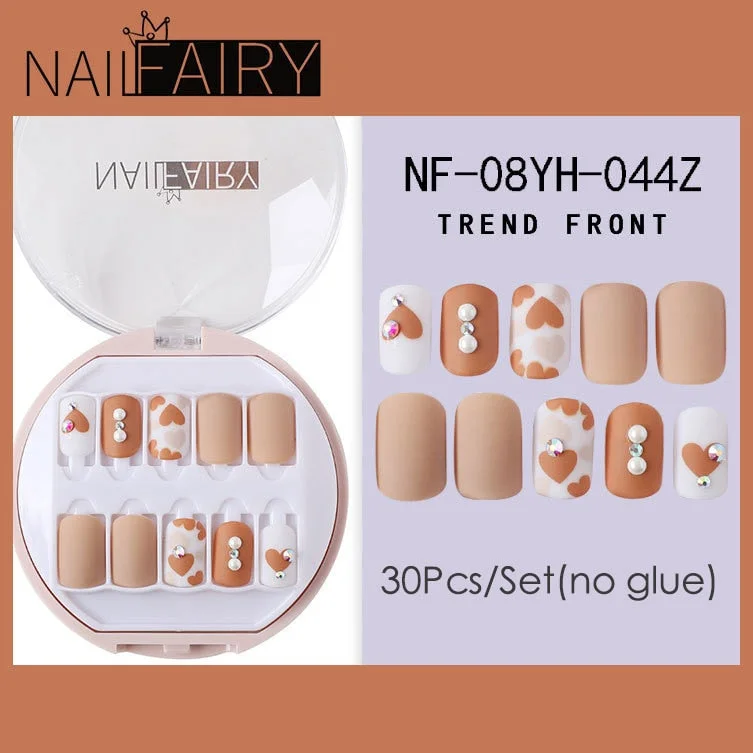 Fake Nails Press Coffin False with Glue Set Packaging Full Artificial Short Kiss Detachable Stick Designs Art Tipsy Cover Box-Nail Inspo