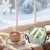 (US Local)6pcs Set Xmas Theme DIY Diamond Painting Coasters Kit with Holder Kit